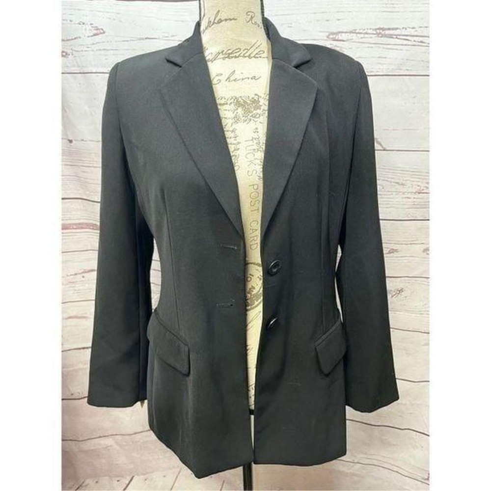 Villager‎ Petite Black Classic Button Blazer Jacket Women's Size 6P